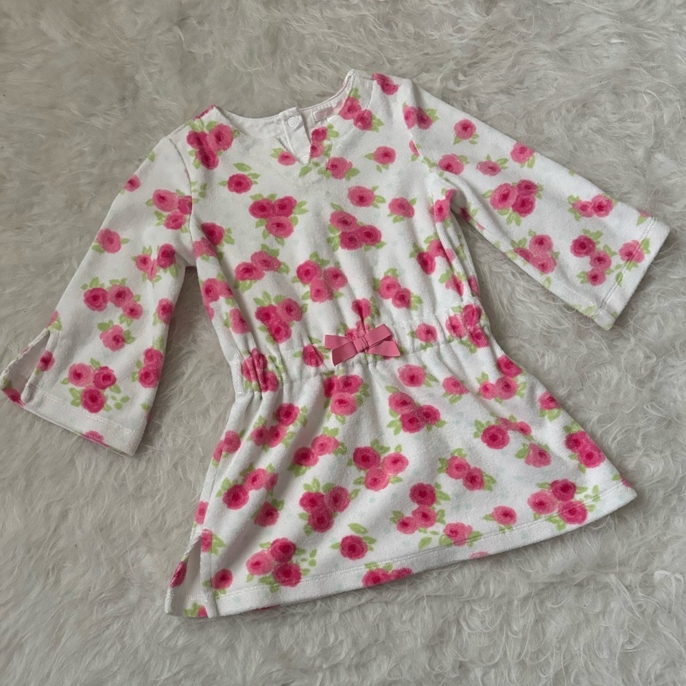 Janie and Jack Pink Floral Soft Terry Cloth Swimsuit Cover Up